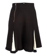 Load image into Gallery viewer, Calf Length Black Midi Skirt with White Stripe -