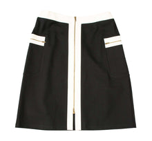 Load image into Gallery viewer, Rapheeze Italian Concept Knee Black Pocket Contrast-Trim Midi Skirt