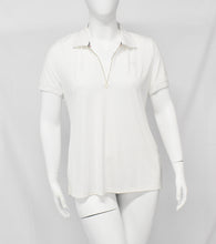 Load image into Gallery viewer, White Front Zip Body Contouring UV Protection Polos Top