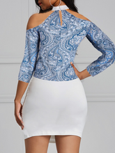 Load image into Gallery viewer, Paisley Cold Shoulder Bat Wing Top