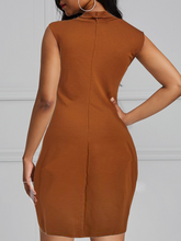 Load image into Gallery viewer, Rapheeze Italian Sleeve Free Brown Dress