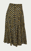 Load image into Gallery viewer, Gold Gray Peanut Cross Floor Length Maxi Skirt On  Dutch Hollandaise Printed Fabric
