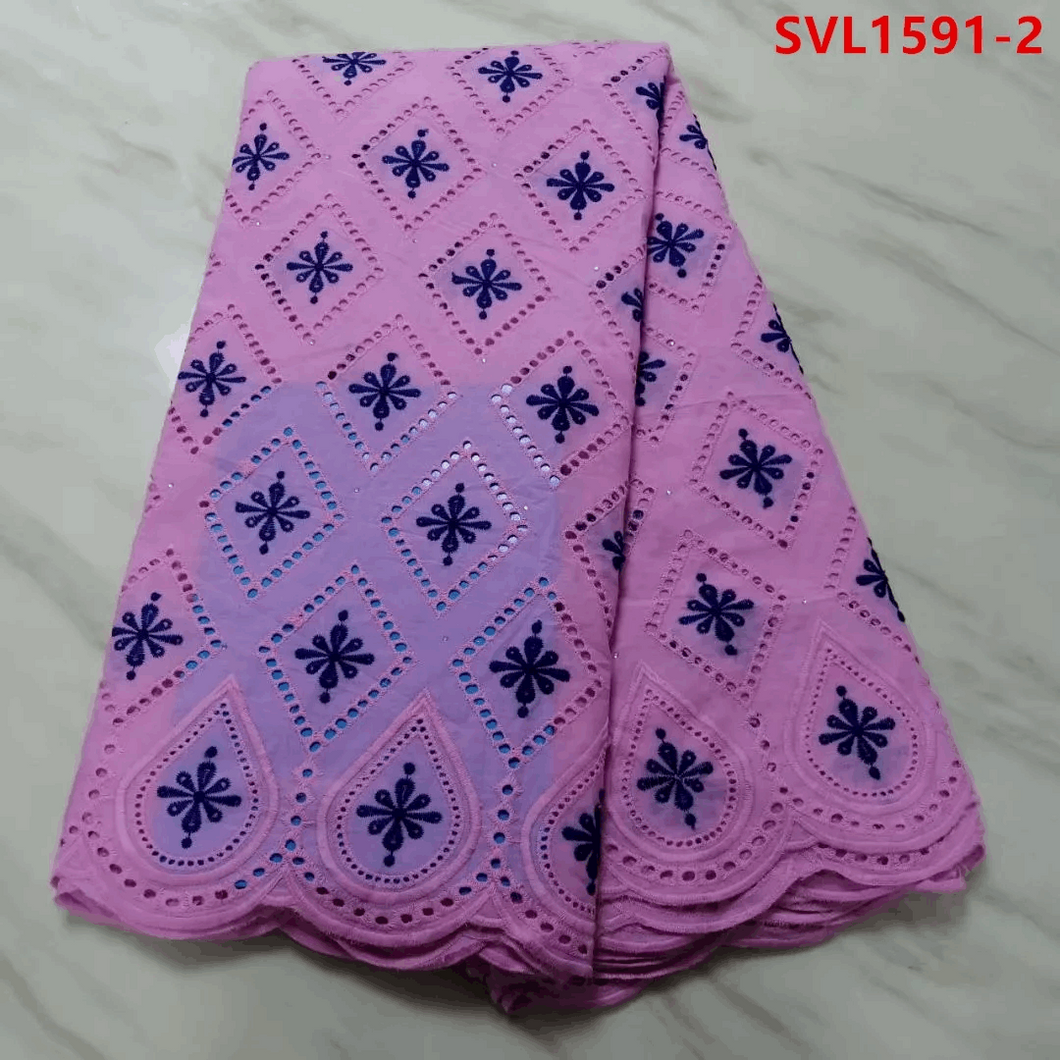 Embroidery Net Lace Pink & Blue Combo  5 Yards