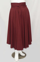 Load image into Gallery viewer, Burgundy Wide Hem Moderate Width 100% Polyester  Maxi Skirt
