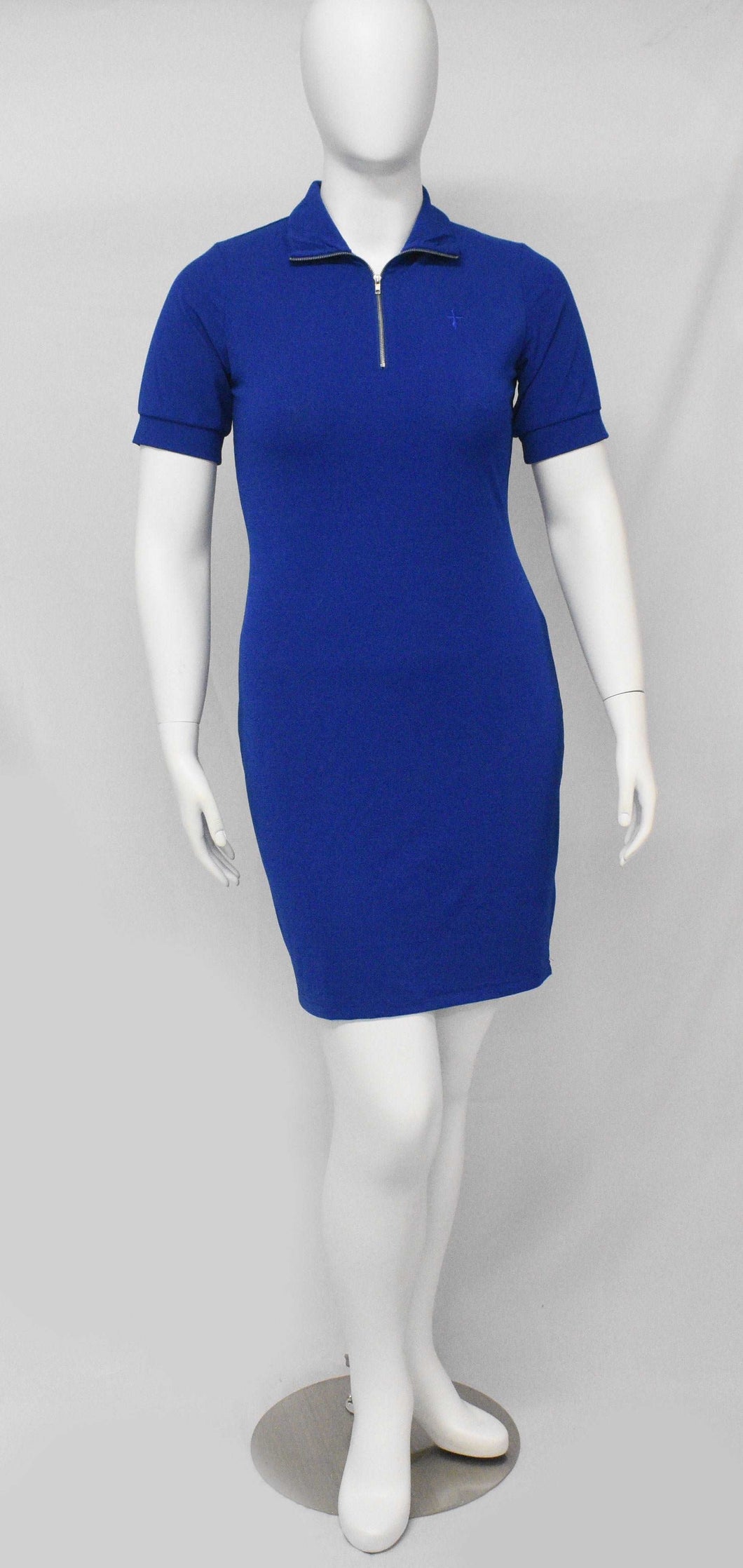 Fat Melting Sporting Gown Collar Shaper Dress- Blue