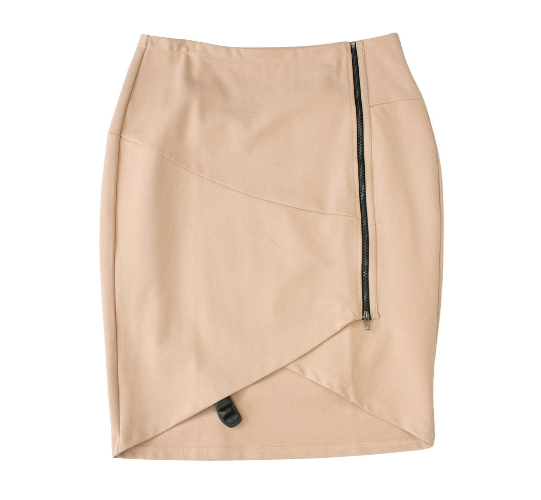 English Taupe PolySpandex V-Curve Skirt