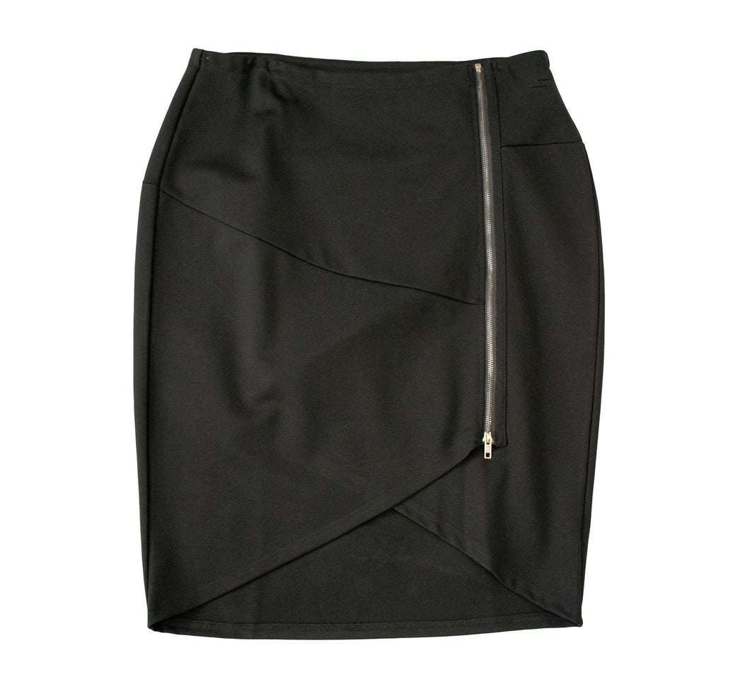 English Black PolySpandex V-Curve Skirt