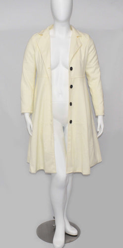 Midi Length White Winter Dress Coat With Center Button