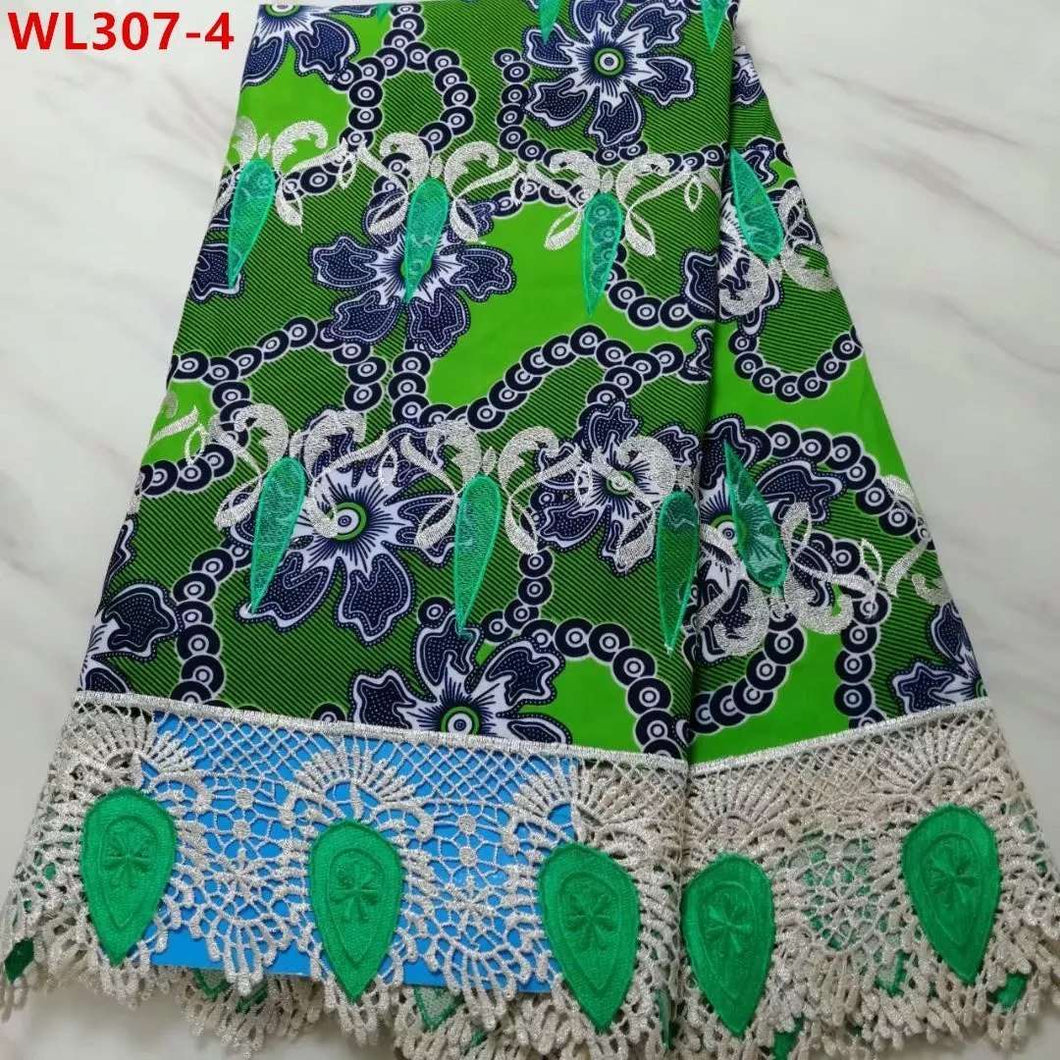 Leaf Green Cotton Embroidery Lace 5 Yards