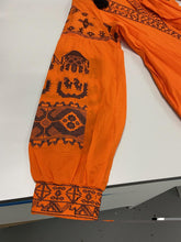 Load image into Gallery viewer, Women&#39;s Long sleeves Orange Dress with Black Embroidery
