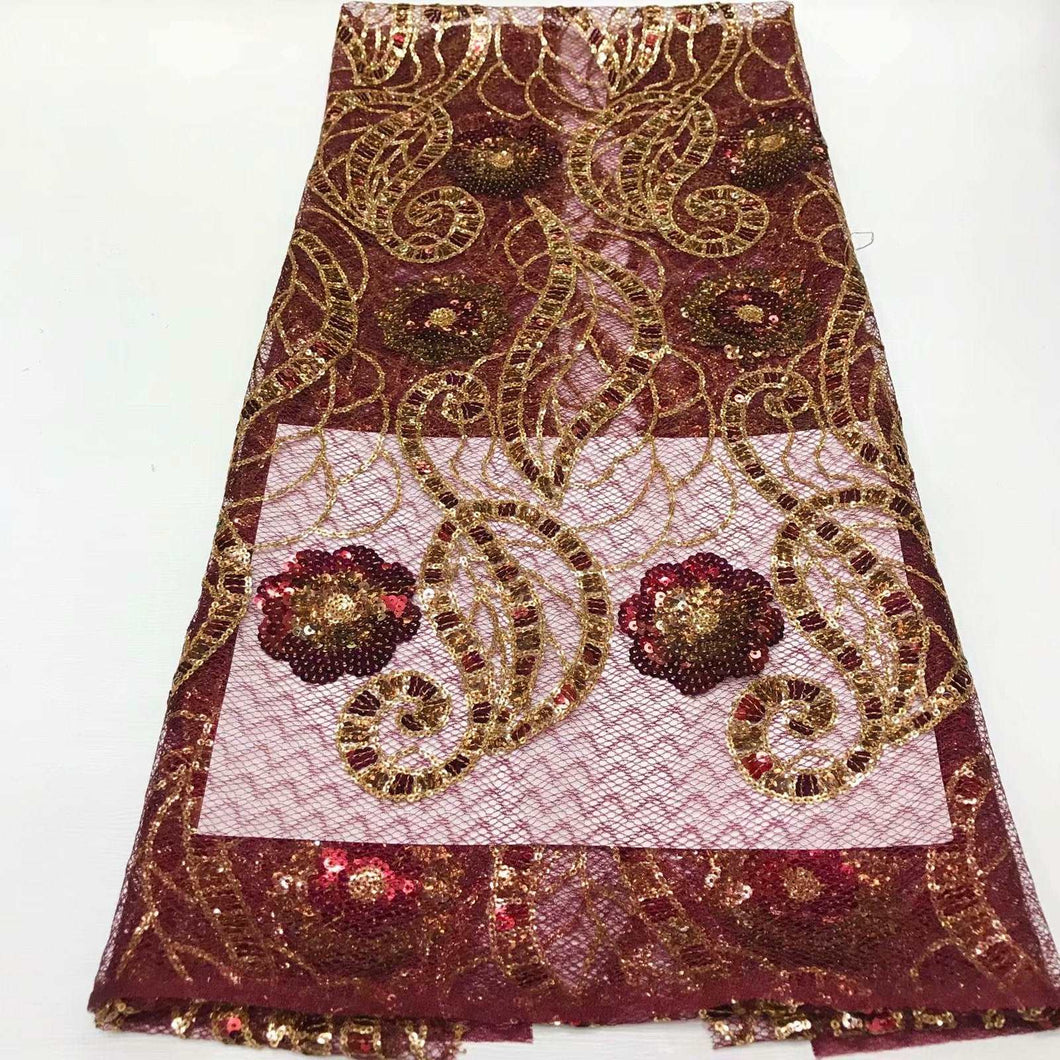 Maroon Colored Embroidery Designed Transparent