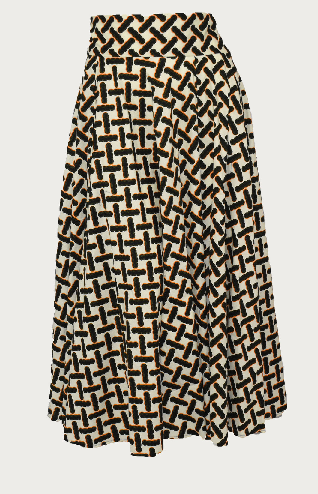 Peanut Cross Floor Length Maxi Skirt On Dutch Hollandaise Printed Fabric