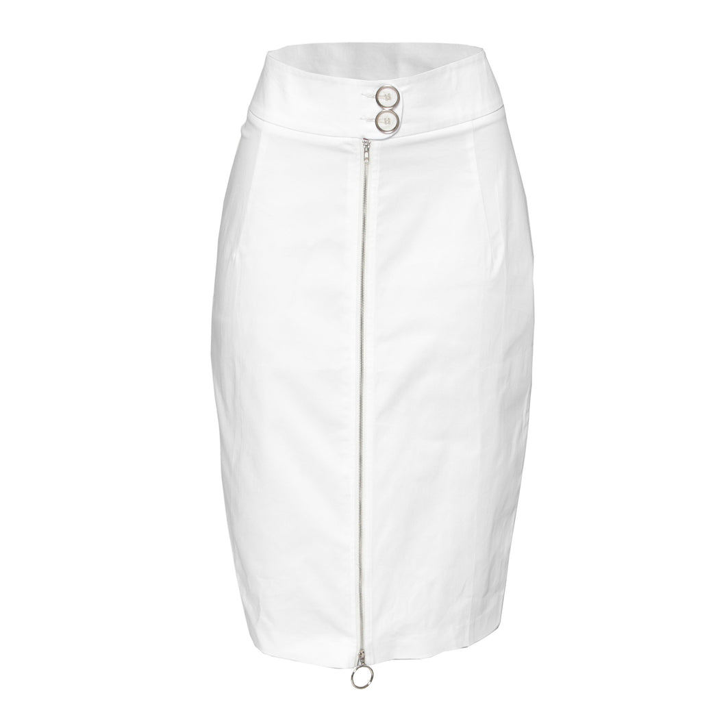 Rapheeze Front Zipline White Italian Skirt