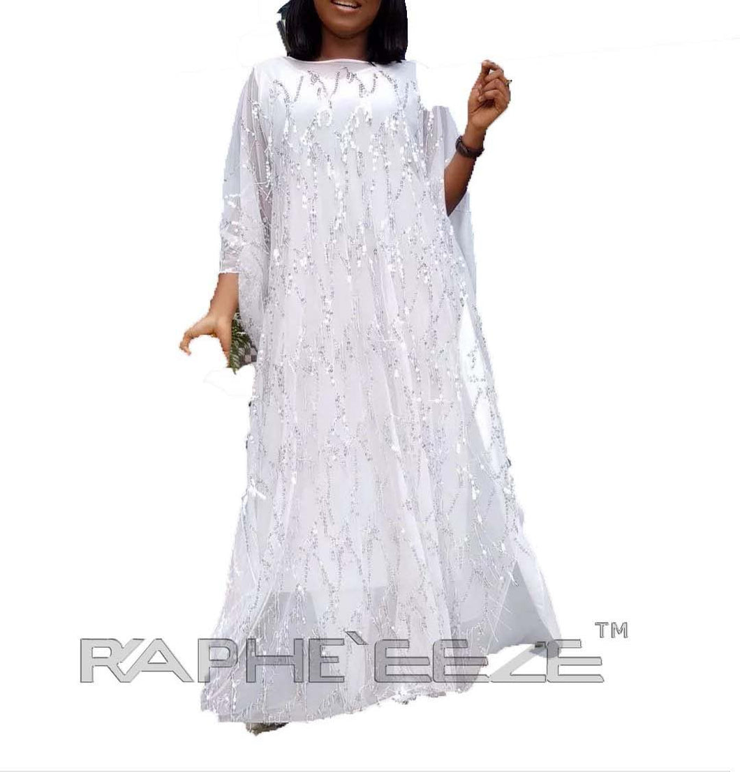 White color Gorgeous Designed Long Party Gown Maxi Style - 1 pcs with S, M, L, XL size