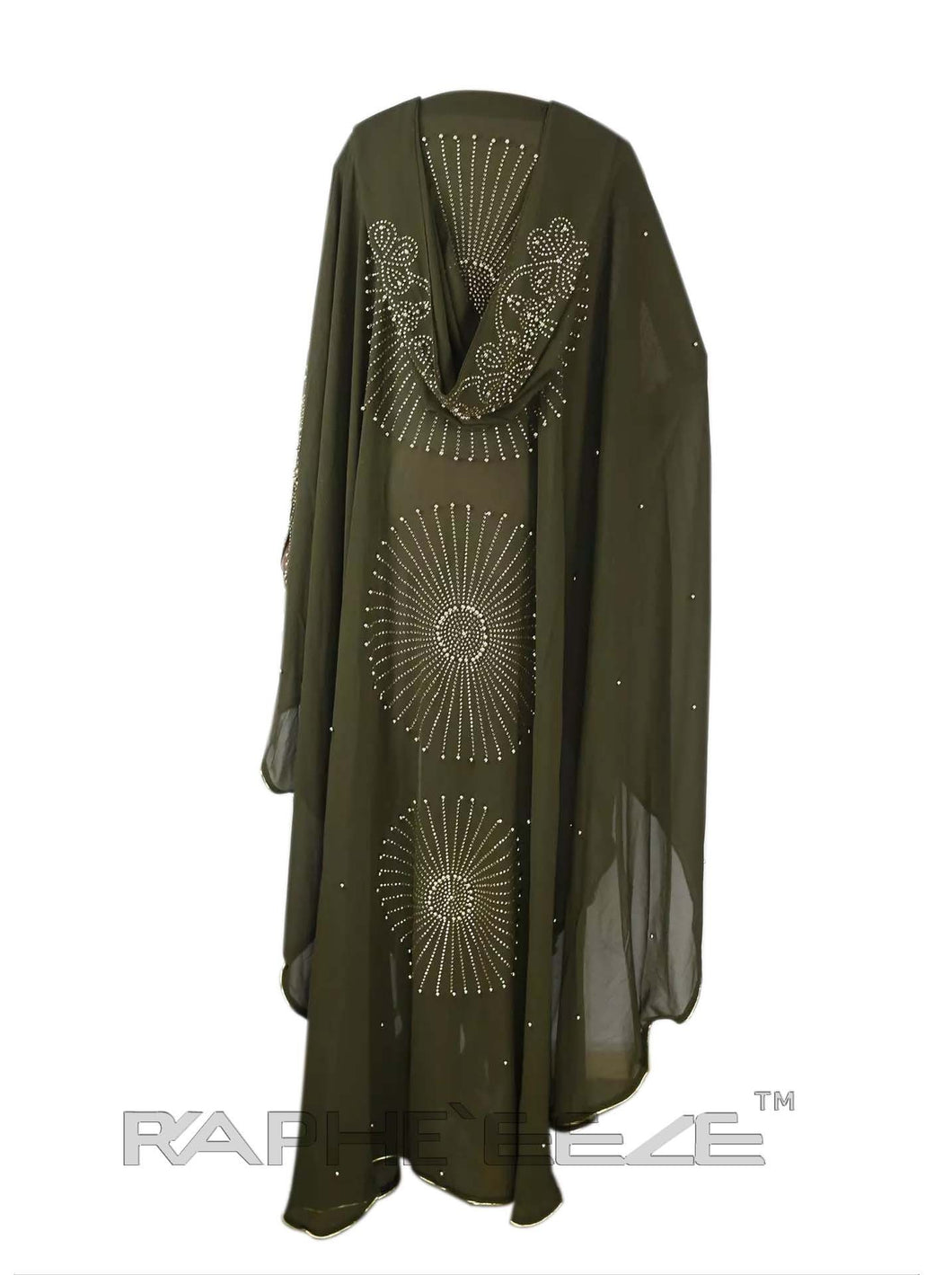 Olive Color Unique Designed Long Party Gown Maxi Style -
