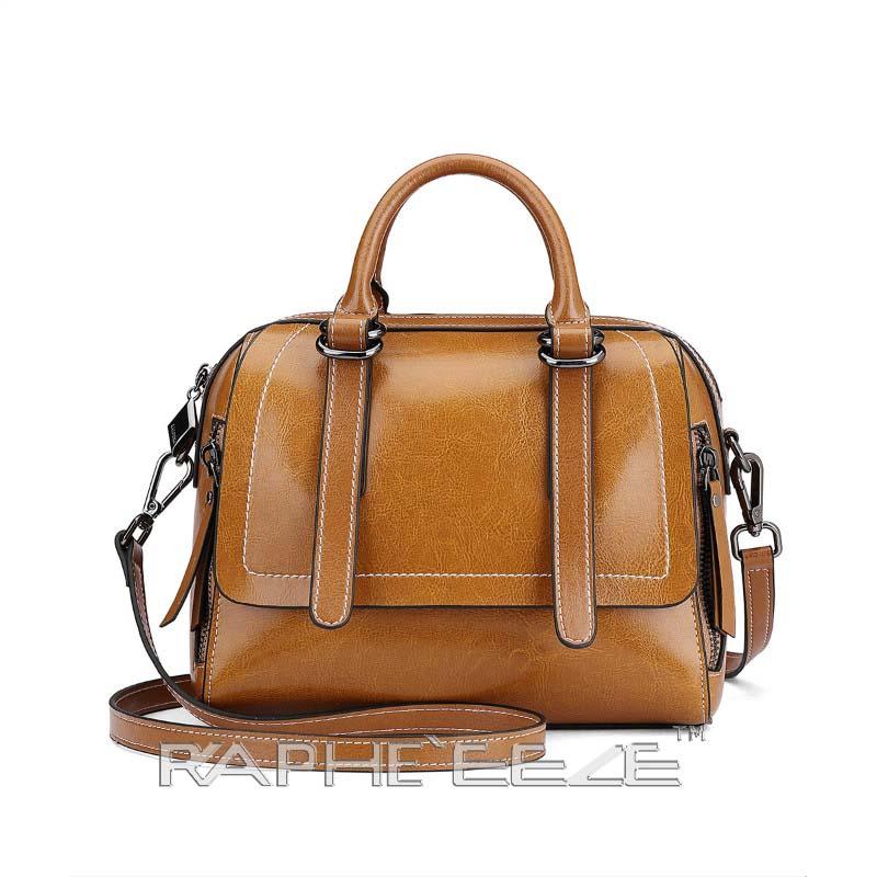 Stain Resistant Original Leather Mini Handbag Brown