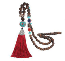 Load image into Gallery viewer, Women&#39;s Retro Ethnic Style Handmade Beaded Pendant Necklace - Red Tassel
