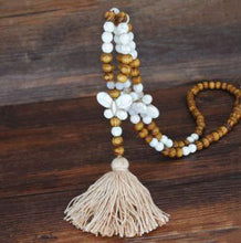 Load image into Gallery viewer, Handmade Wooden Beads Long Necklace &amp; Pendant - Butterfly Shape with Brown Tassel
