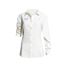 Load image into Gallery viewer, Long Sleeve Cross Logo White Dress Shirt Spandex Cotton
