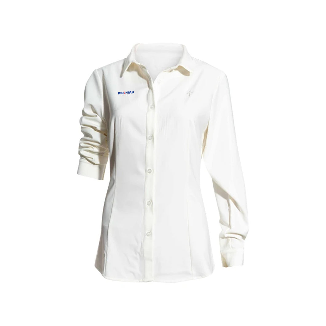 Long Sleeve Cross Logo White Dress Shirt Spandex Cotton