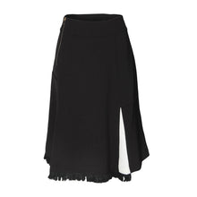 Load image into Gallery viewer, Calf Length Black Midi Skirt with White Stripe -
