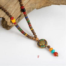 Load image into Gallery viewer, Handmade Wood Beads Pendant &amp; Necklace Ethnic Long Strand Buddhist Mala
