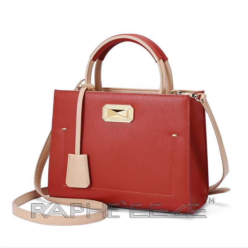 Luxurious Tote Hand Purse with Cross Body for Woman - Red Color Mini Handbag