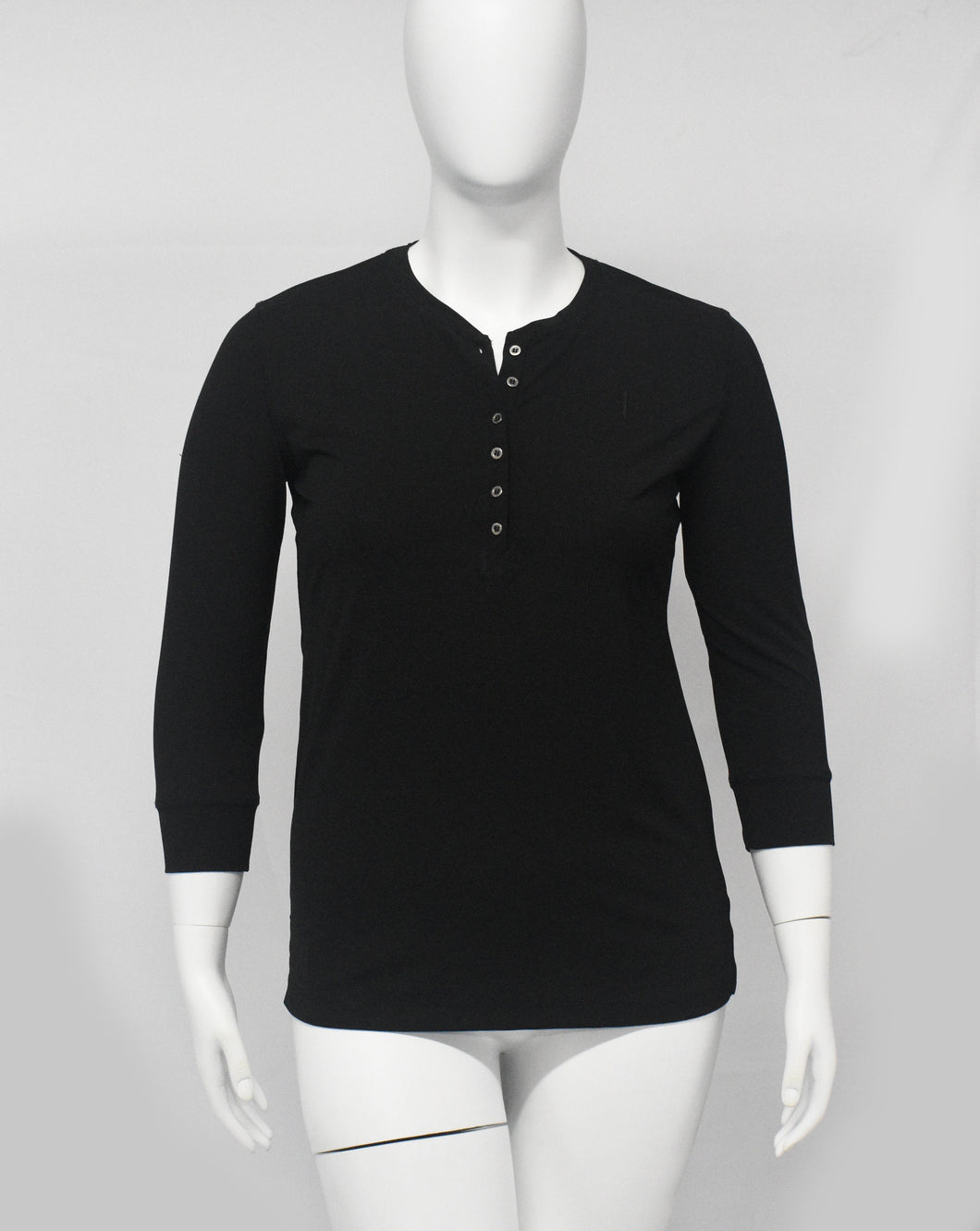 Therapeutic Casual Dress Top- Open Chest Buttons-Black