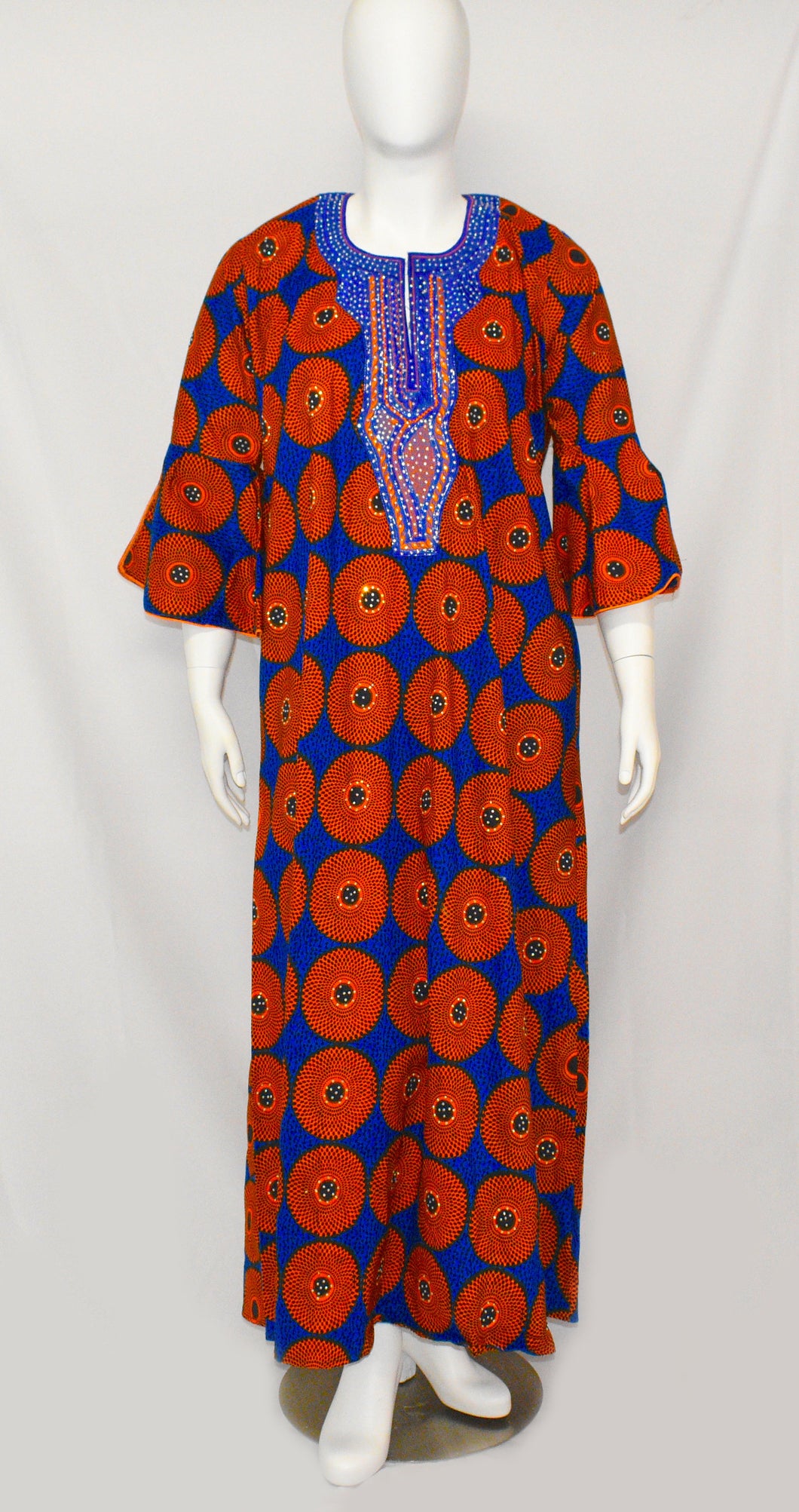 Women's Orange Royal Long Sleeve Dress