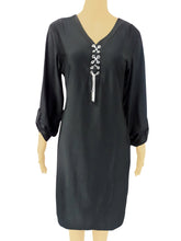 Load image into Gallery viewer, V-Button Neck Heart Chain Dress
