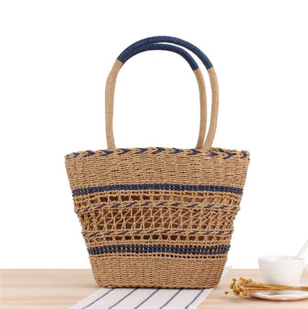 Women's New Style Fashion Black Straw Basket Tote Bag