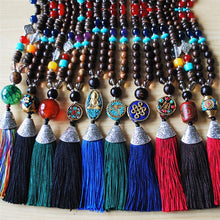 Load image into Gallery viewer, Women&#39;s Retro Ethnic Style Handmade Beaded Pendant Necklace - Black Tassel
