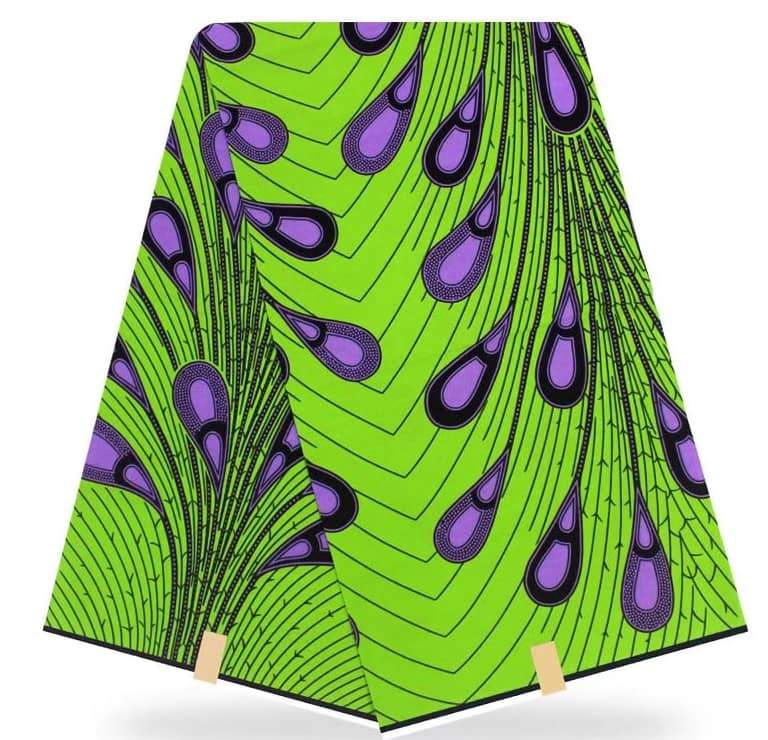 Purple On Green Tear Drop Designed Printed Wrinkle Free Wax