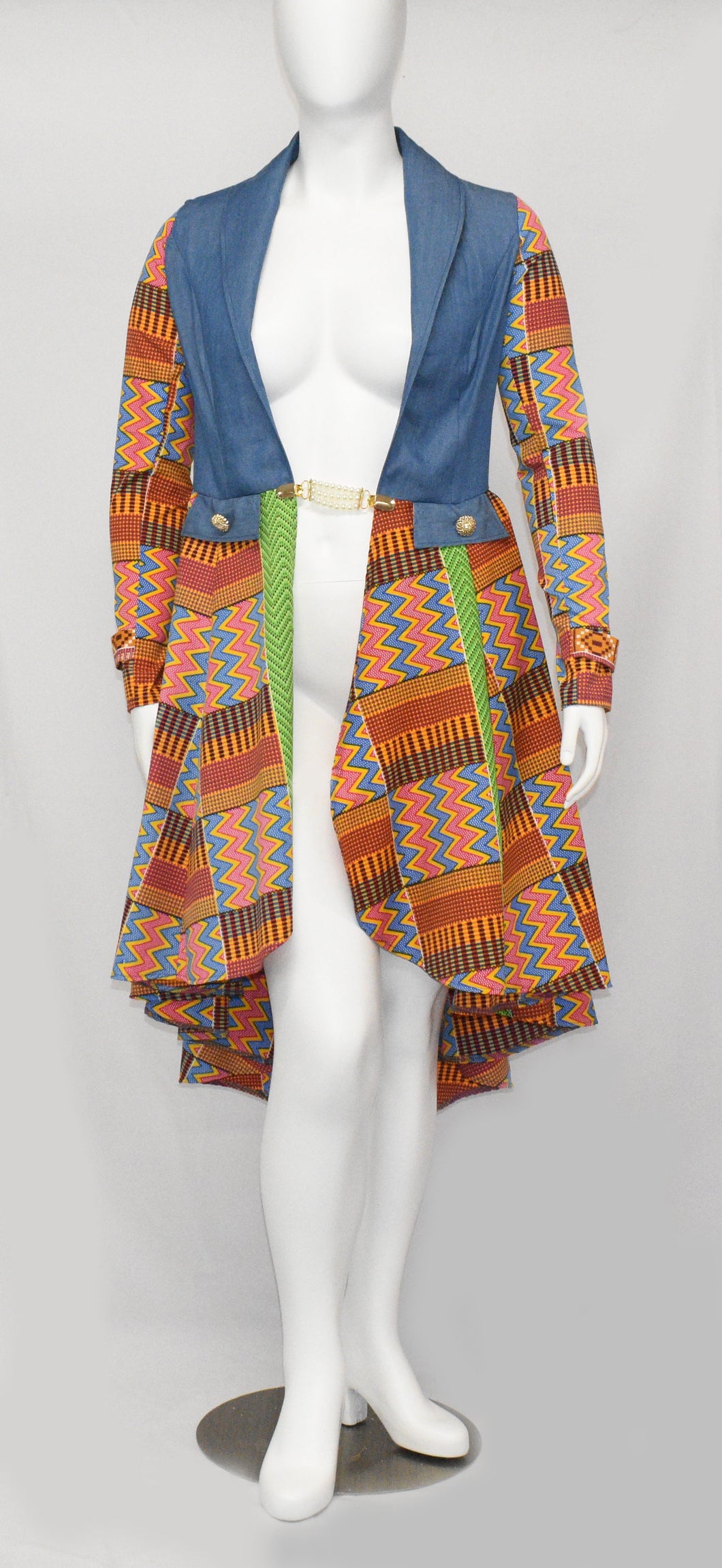 Trendy African Denim Dutch Wax Printed Hollandaise Kente Fabric Suite All Sizes