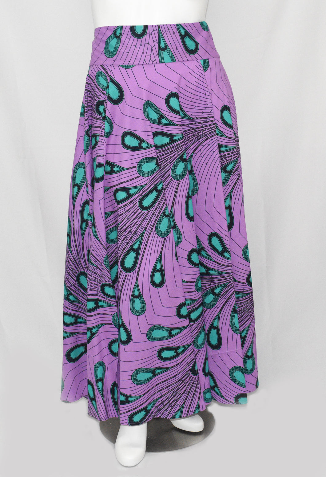 Purple Floor Length Maxi Skirt Dutch Hollandaise Printed Fabric