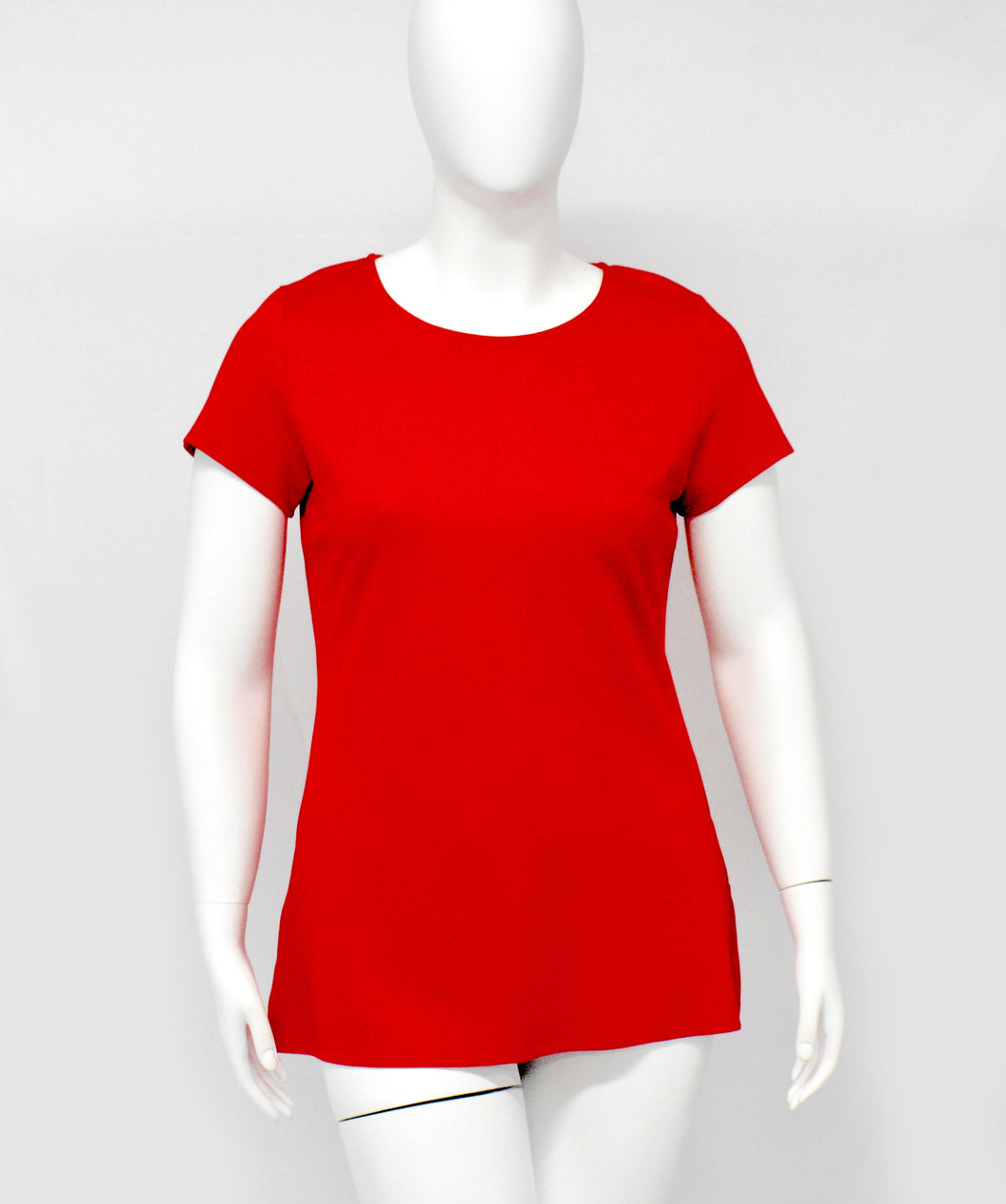 Soft Red Round Neck Comfy Cotton Spandex Top By Rapheeze