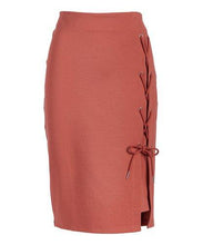 Load image into Gallery viewer, Rapheeze ABCG Knee Length Marsala Personality Lace-Up Pencil Skirt
