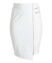 Load image into Gallery viewer, English Italian Hip Curvy White Asymmetrical Zip Skirt
