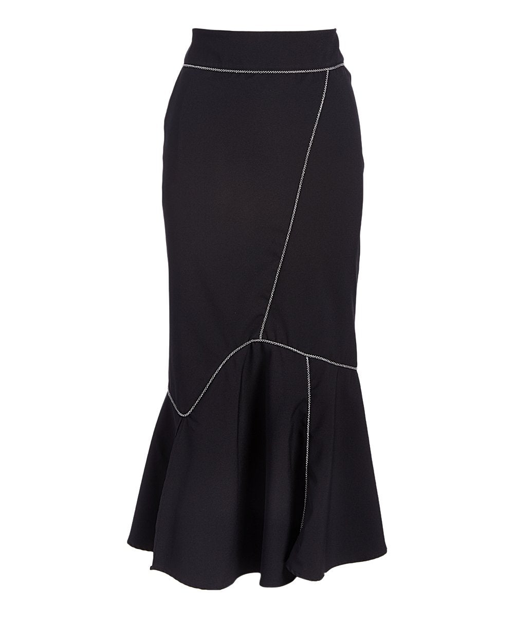 Long Calf Length Skirt- Black