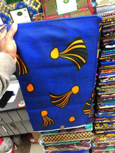 Load image into Gallery viewer, Blue Yellow &amp; Black Color Combination Cotton Fabric
