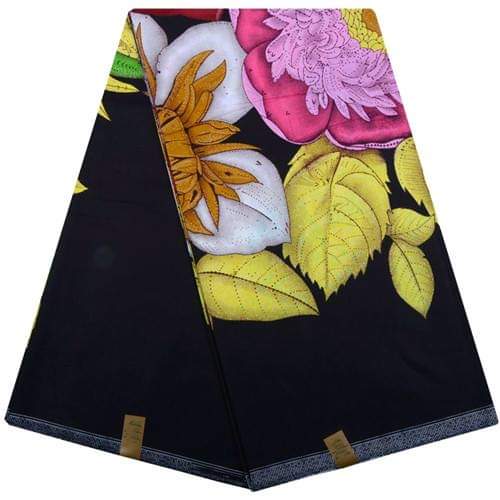 Multicolored Flower Fabrics - Black Color