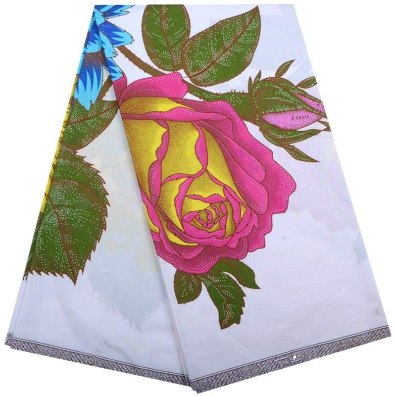 Multicolored Flower Designed Original Fabrics - White Color