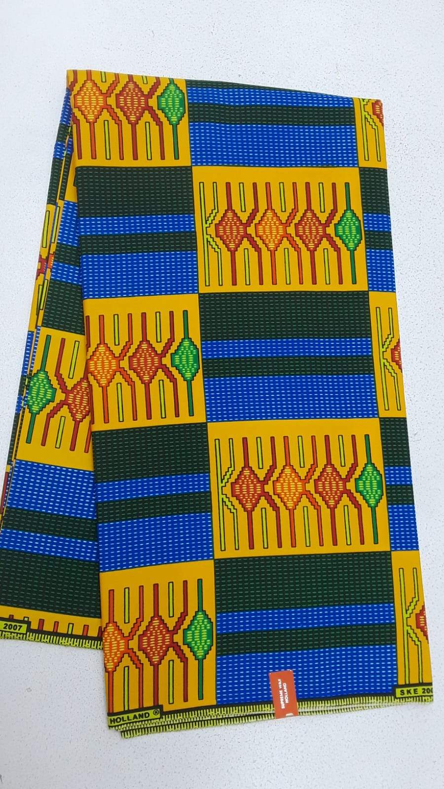 Yellow & Blue Body Unique Designed Original Kente Fabrics