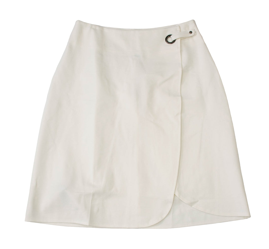 English Italian Half Wrap White Skirt