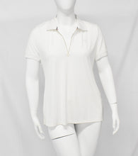 Load image into Gallery viewer, White Front Zip Body Contouring UV Protection Polos Top
