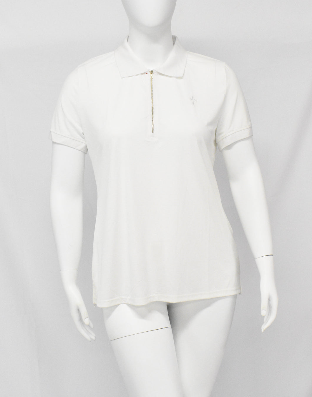 White Front Zip Body Contouring UV Protection Polos Top