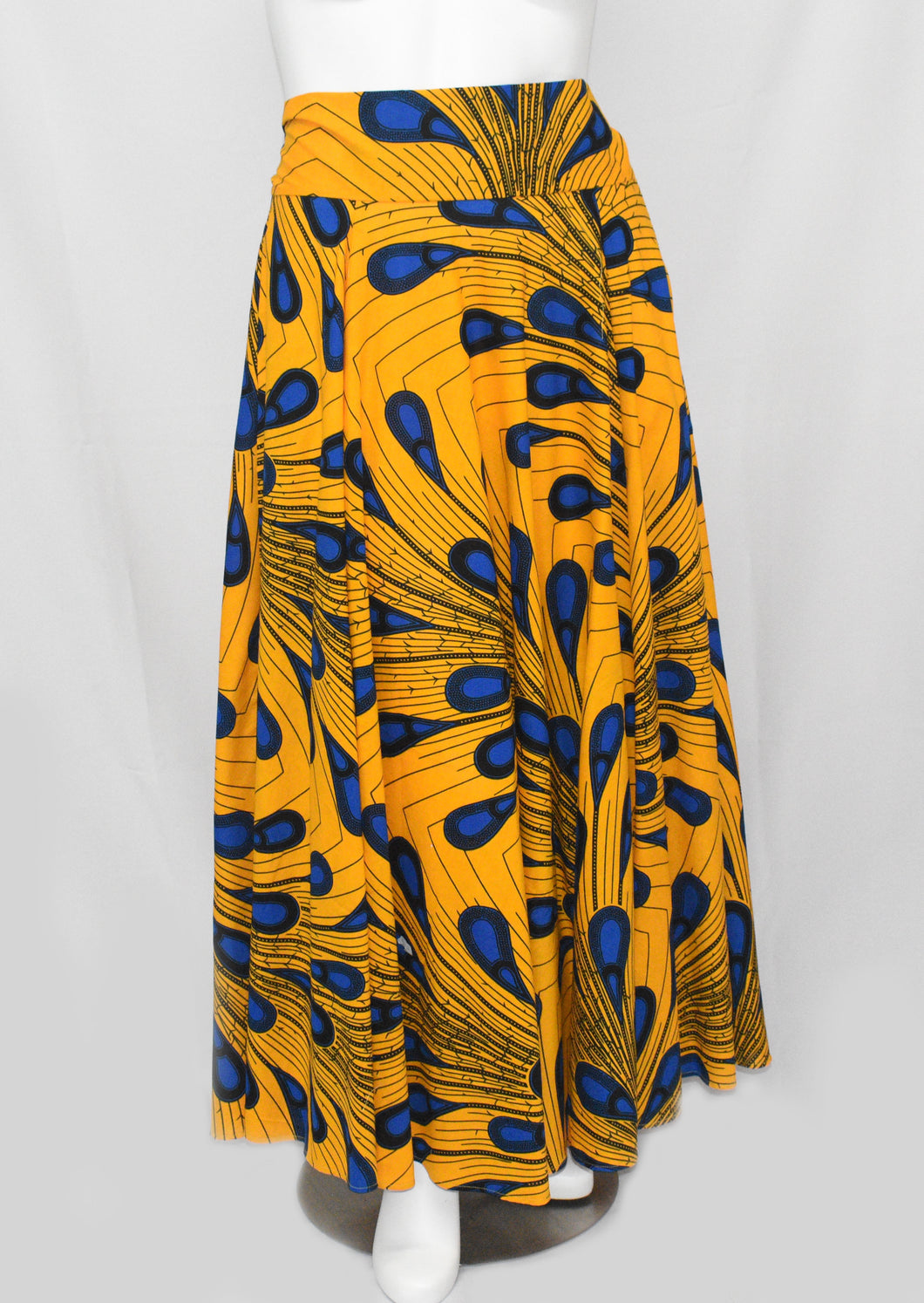 Yellow Blue Splash Red Dutch Hollandais  Fabric Floor Length Maxi Skirt