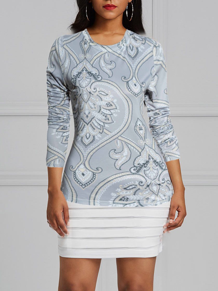 Paisley Contouring T-Top Extra Long Sleeve
